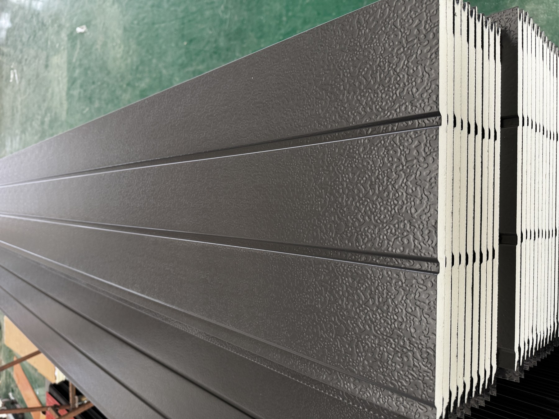 Dark grooved PU metal siding panel